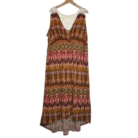 Faded Glory Hi-Low Dress Crochet Trim Sleeveless Casual Boho 4X 26W-28W - Picture 2 of 4